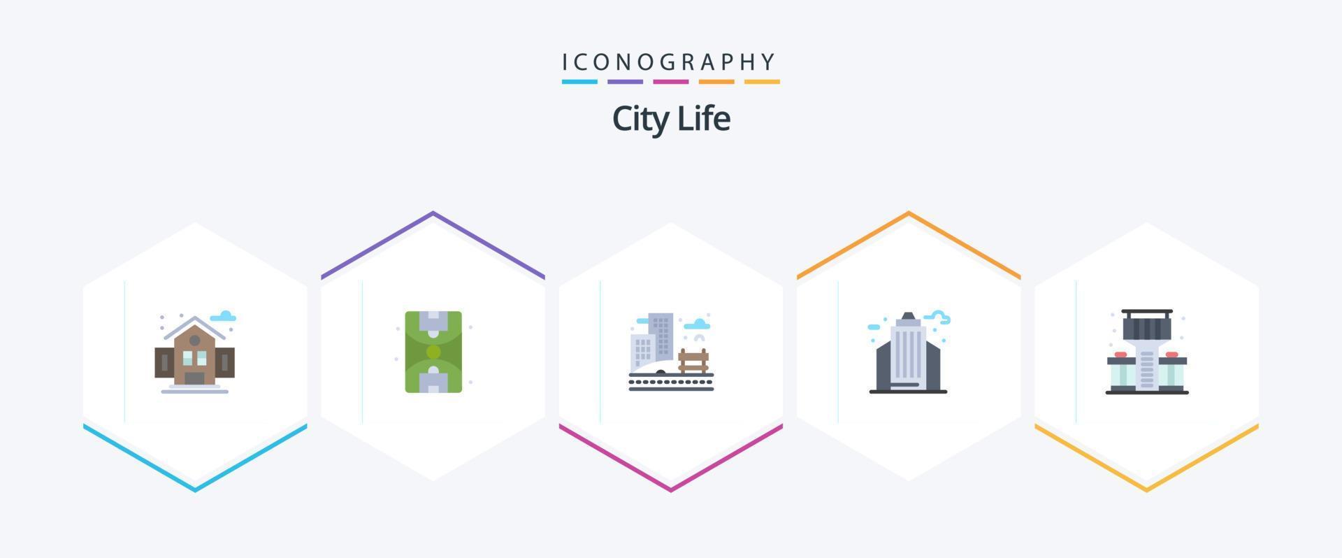 City Life 25 Flat icon pack including . life. building. city. building vector