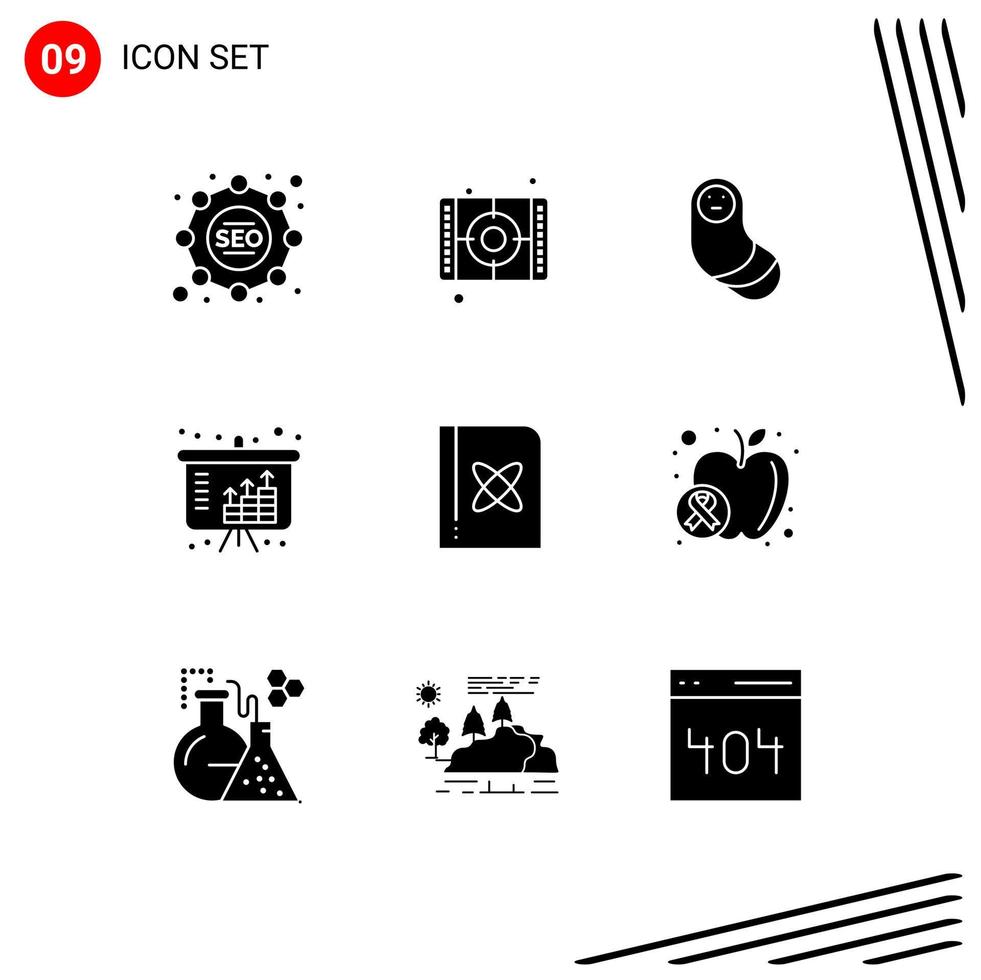 Set of 9 Modern UI Icons Symbols Signs for science formula new born book income Editable Vector Design Elements