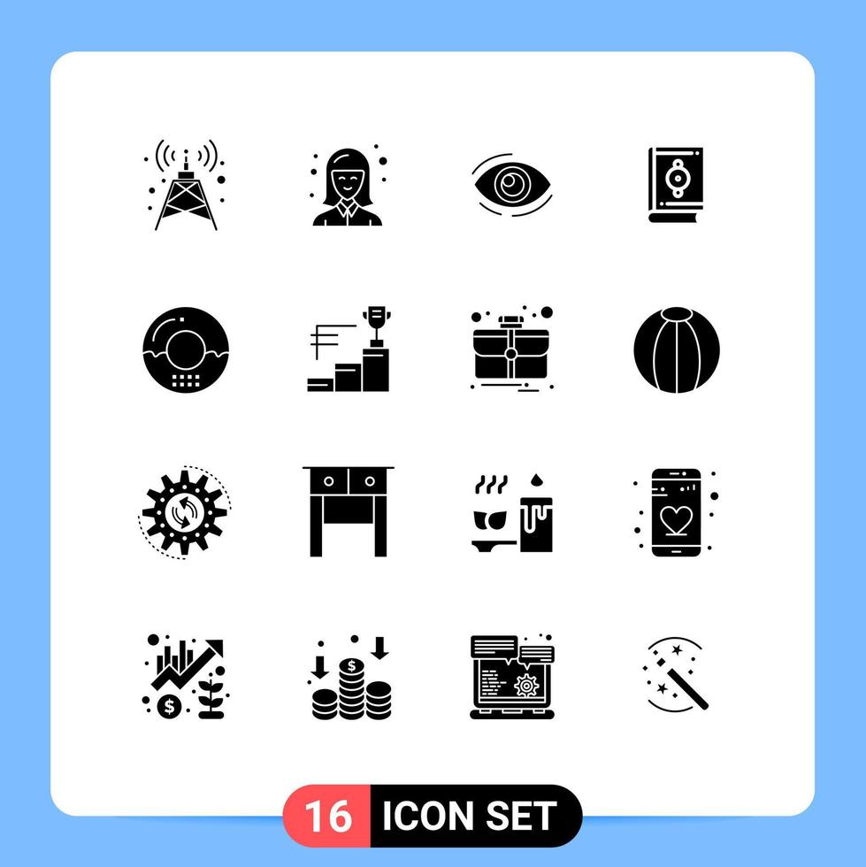 Pictogram Set of 16 Simple Solid Glyphs of ramadan muslim find islam see Editable Vector Design Elements