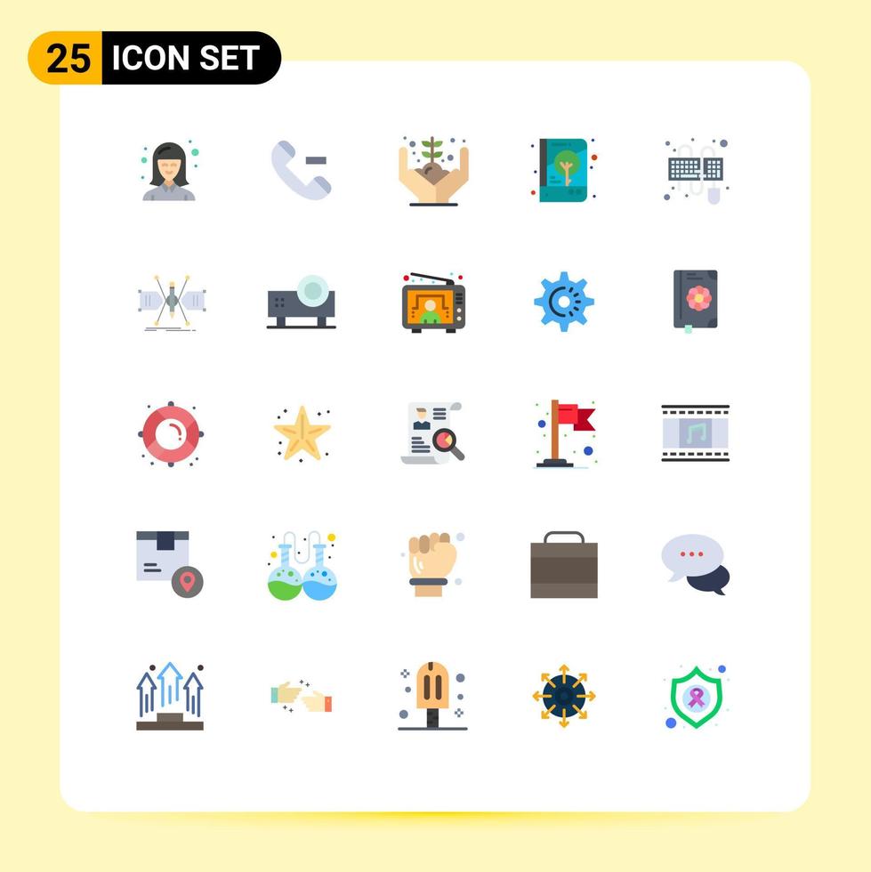 Group of 25 Flat Colors Signs and Symbols for interface print hand notebook brand identity Editable Vector Design Elements