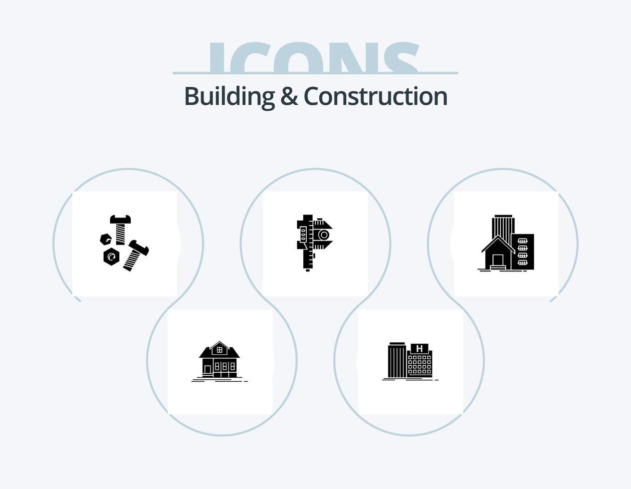 Building And Construction Glyph Icon Pack 5 Icon Design. tiny. measure. clinic. accuracy. tools vector