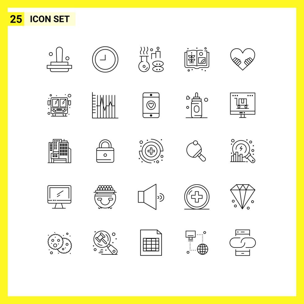 25 Creative Icons Modern Signs and Symbols of public bus valentine spa love farm Editable Vector Design Elements