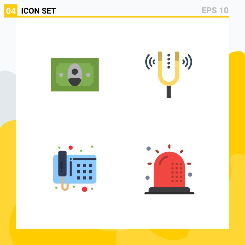 4 Flat Icon concept for Websites Mobile and Apps cash phone concert pitch ambulance Editable Vector Design Elements