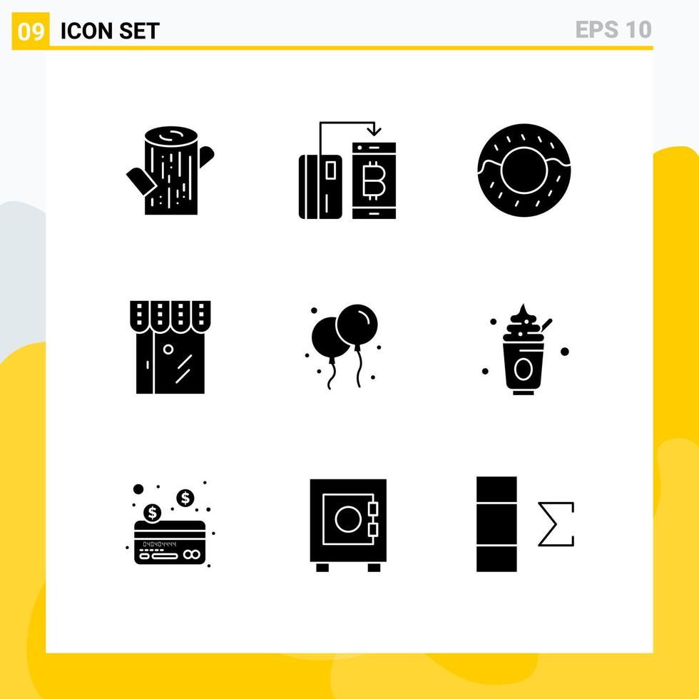 Stock Vector Icon Pack of 9 Line Signs and Symbols for ireland bloon donut shopping online Editable Vector Design Elements