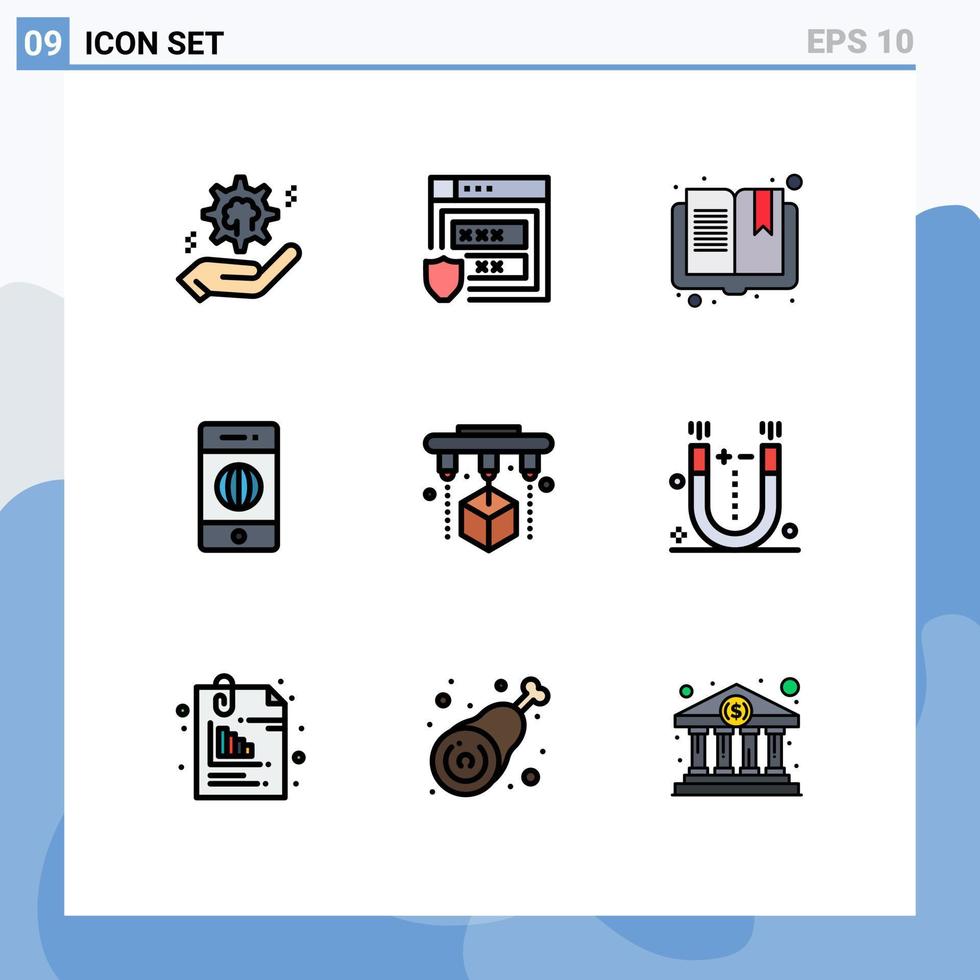 9 Creative Icons Modern Signs and Symbols of factory internet storage electronics reading Editable Vector Design Elements