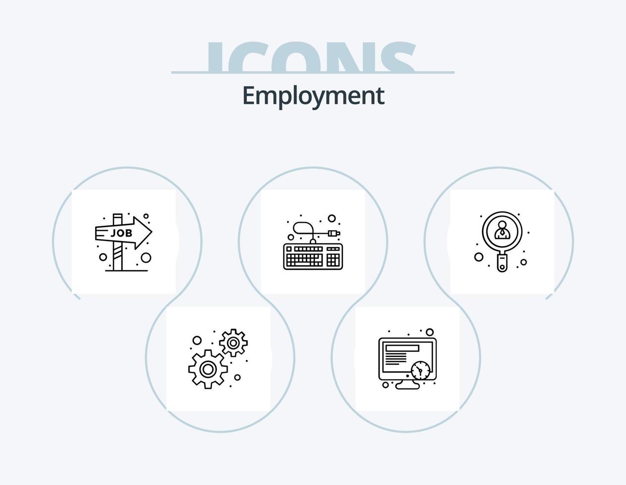 paquete de iconos de línea de empleo 5 diseño de iconos. . buscar. hora. en línea. objetivo vector