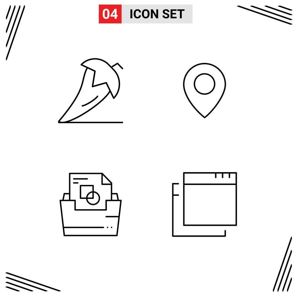 paquete de iconos de vector de stock de 4 signos y símbolos de línea para elementos de diseño de vector editables de carpeta de documento de chile carpeta de ubicación de pimienta