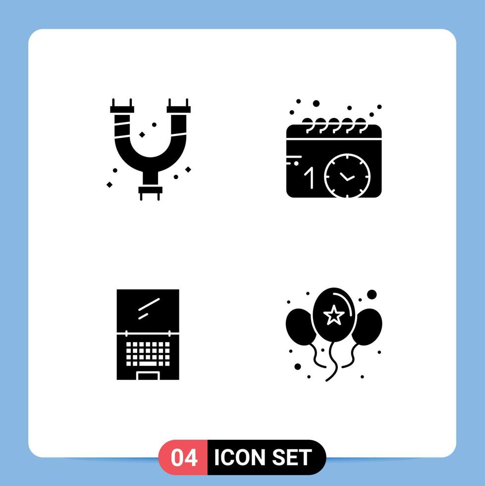Stock Vector Icon Pack of 4 Line Signs and Symbols for mechanical monitor plumbing schedule imac Editable Vector Design Elements