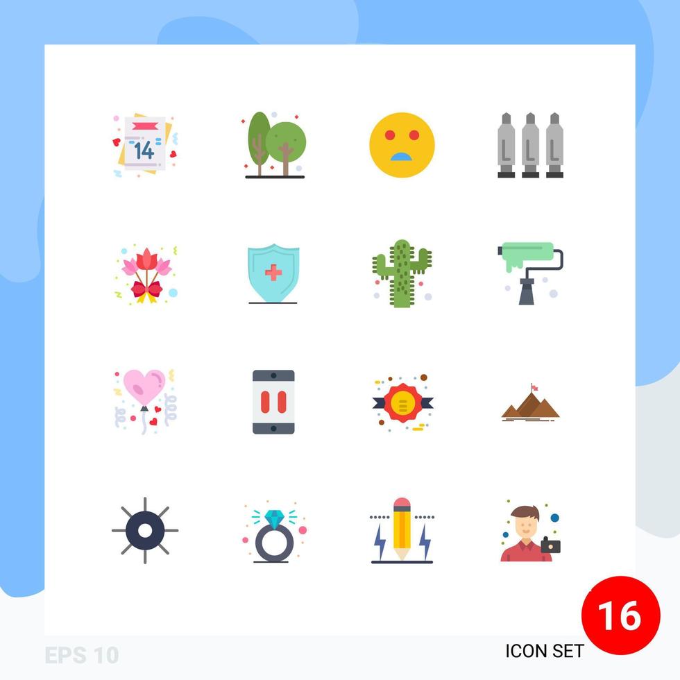 16 iconos creativos signos y símbolos modernos de la escuela de armas agrícolas de lanzamiento de ramo paquete editable de elementos creativos de diseño de vectores