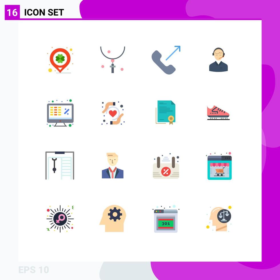 User Interface Pack of 16 Basic Flat Colors of man consulting necklace business phone Editable Pack of Creative Vector Design Elements