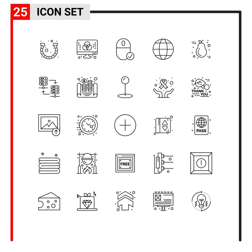 25 Thematic Vector Lines and Editable Symbols of geography communication graphic hardware devices Editable Vector Design Elements