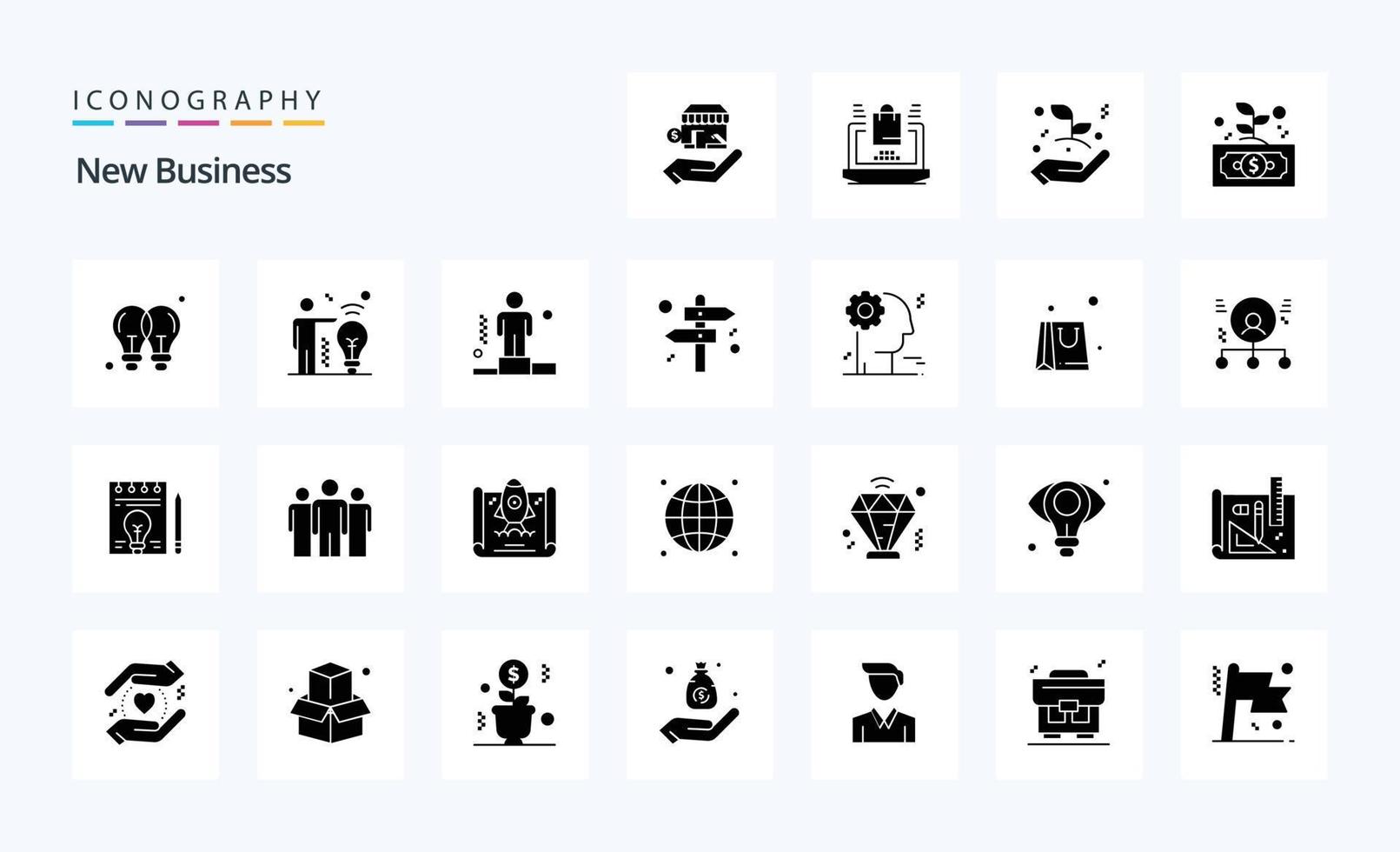 25 New Business Solid Glyph icon pack vector