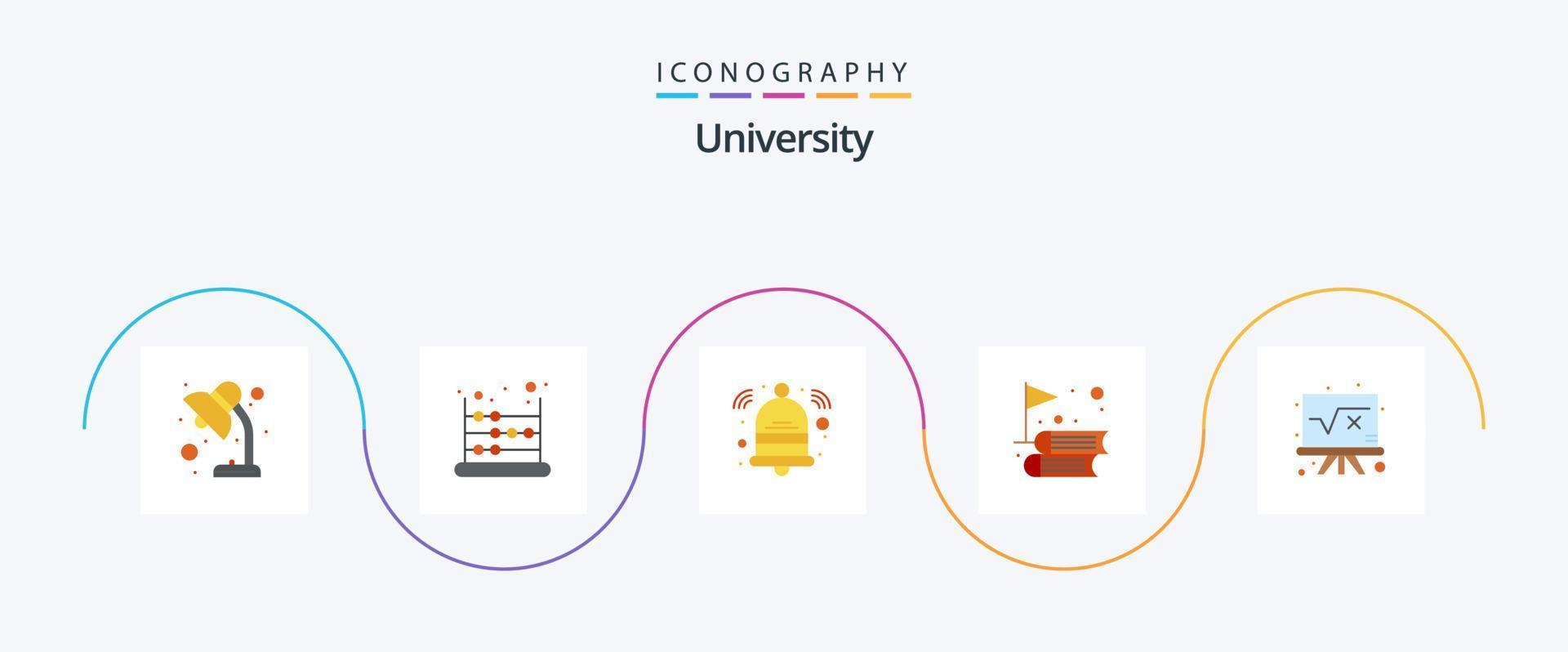 University Flat 5 Icon Pack Including board. success. alert. study. books vector