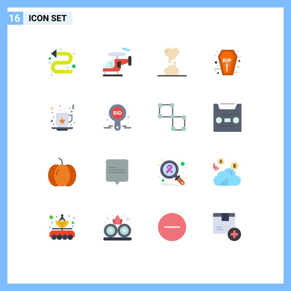 conjunto de 16 iconos modernos de la interfaz de usuario signos de símbolos para la celebración del café roto rip paquete editable de halloween de elementos de diseño de vectores creativos