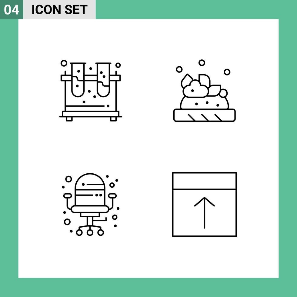 Set of 4 Modern UI Icons Symbols Signs for chemistry seat tubes drink grid Editable Vector Design Elements