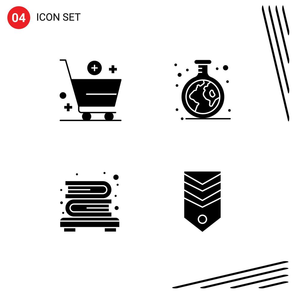 4 Solid Glyph concept for Websites Mobile and Apps add bookcase commerce green bookshelf Editable Vector Design Elements