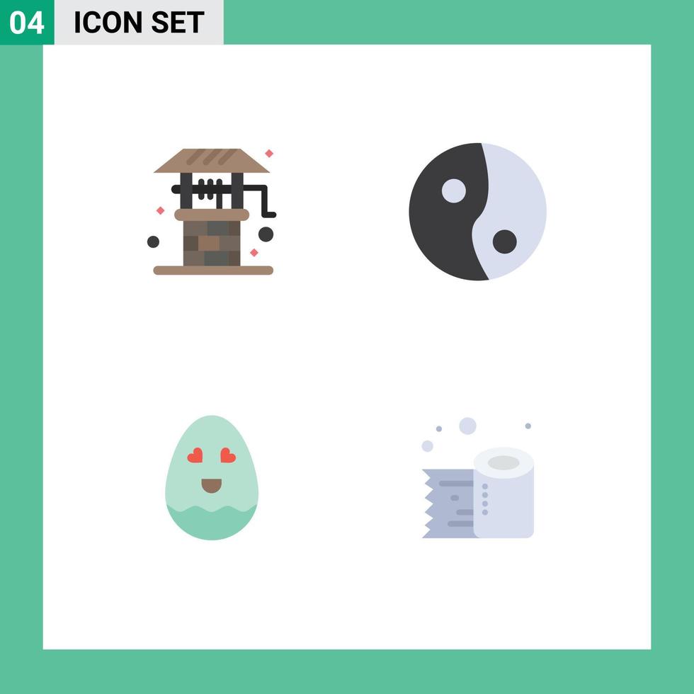 Universal Icon Symbols Group of 4 Modern Flat Icons of agriculture cleaning paper well egg tissue paper Editable Vector Design Elements