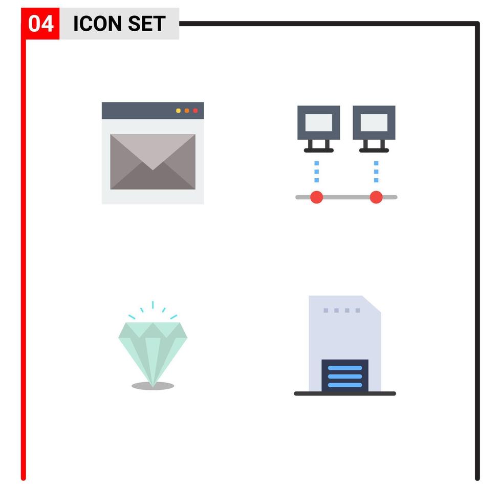 4 iconos planos vectoriales temáticos y símbolos editables de conexión de correo electrónico de PC de comunicación brillan elementos de diseño vectorial editables vector