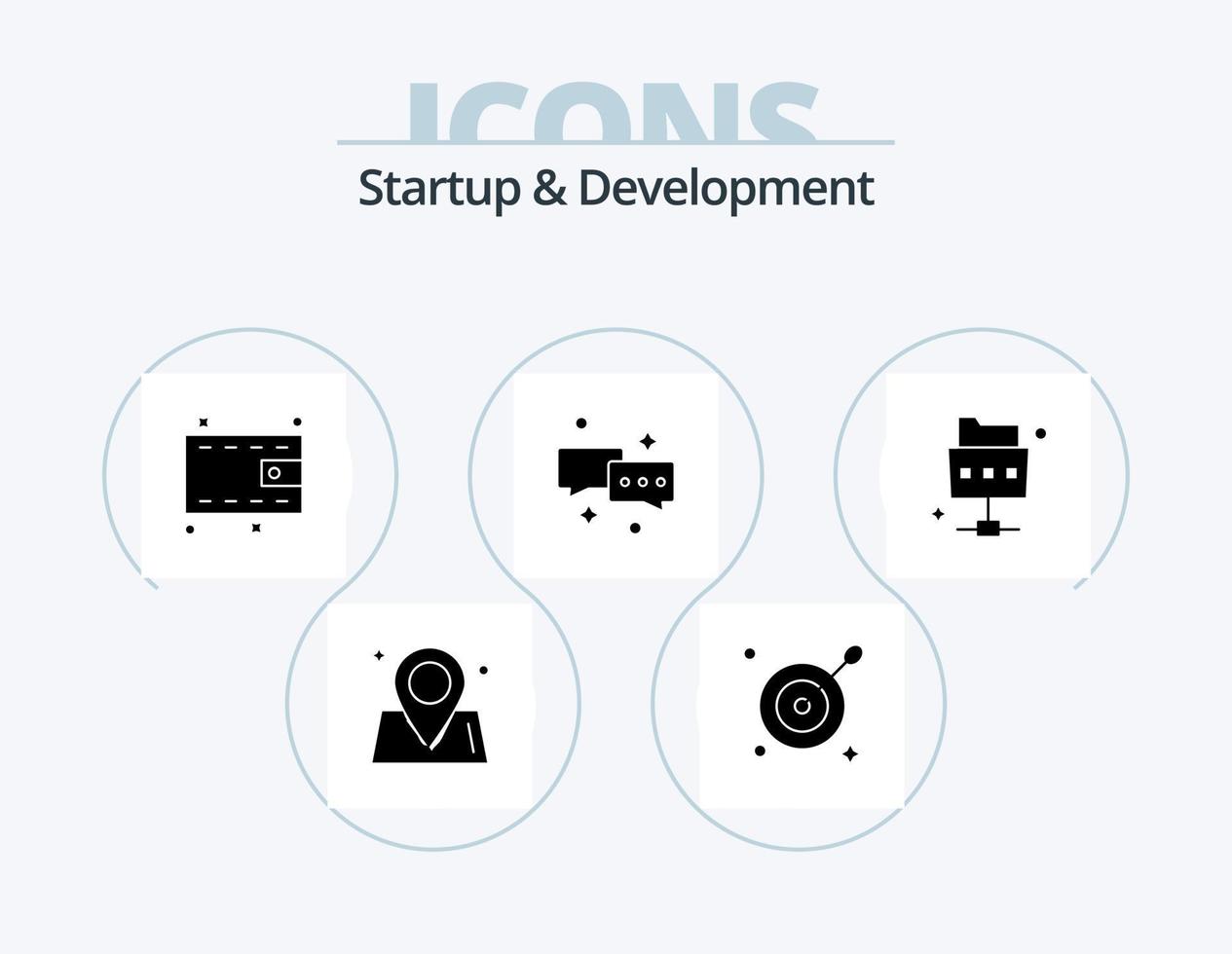 Startup And Develepment Glyph Icon Pack 5 Icon Design. . file. money. network. mail vector