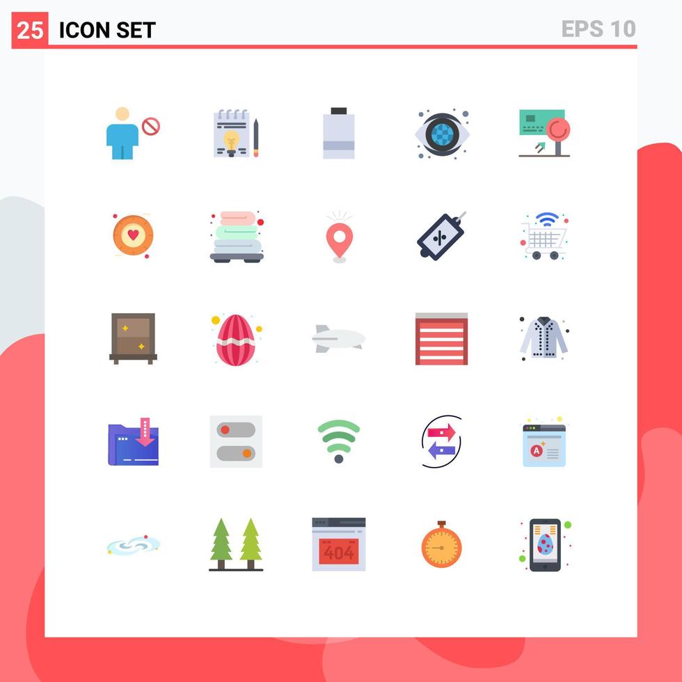 Universal Icon Symbols Group of 25 Modern Flat Colors of banking vision pen look globe Editable Vector Design Elements