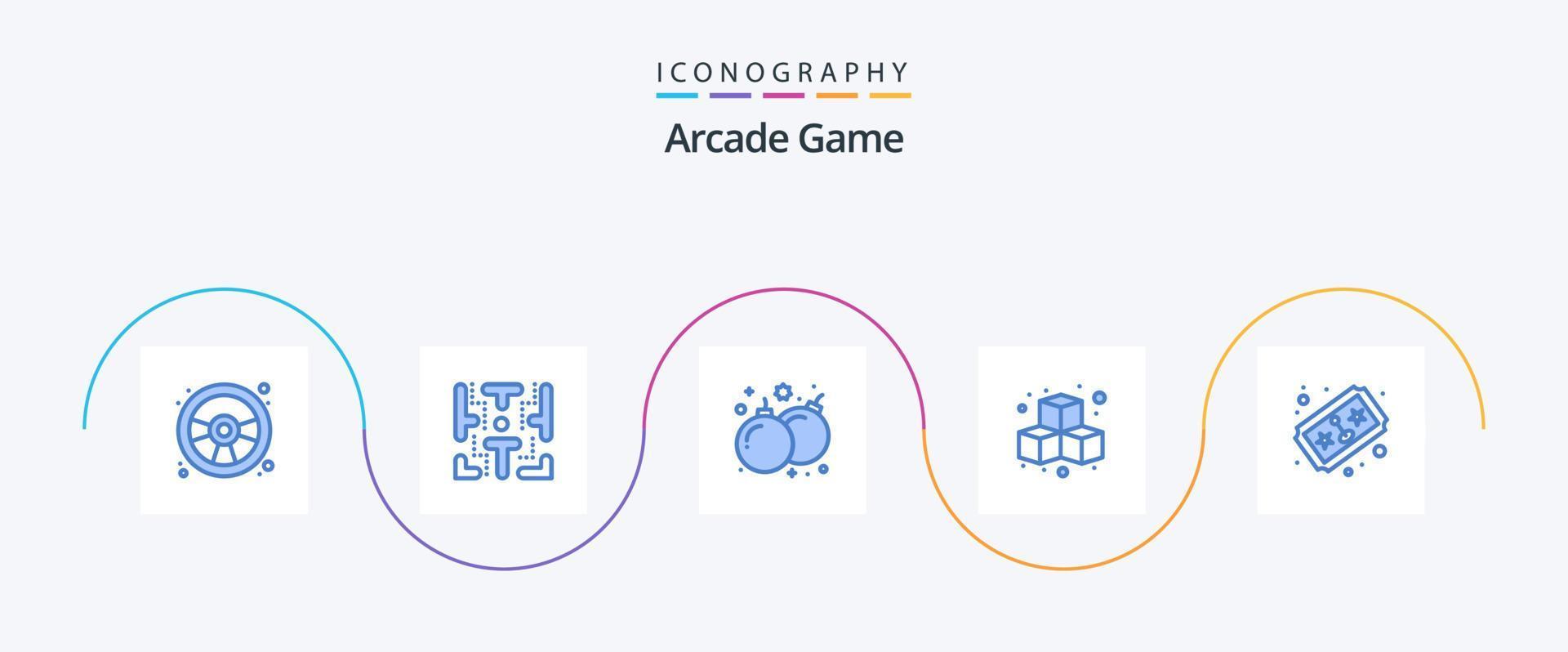 Arcade Blue 5 Icon Pack Including game. play. bomb. game. cubes vector