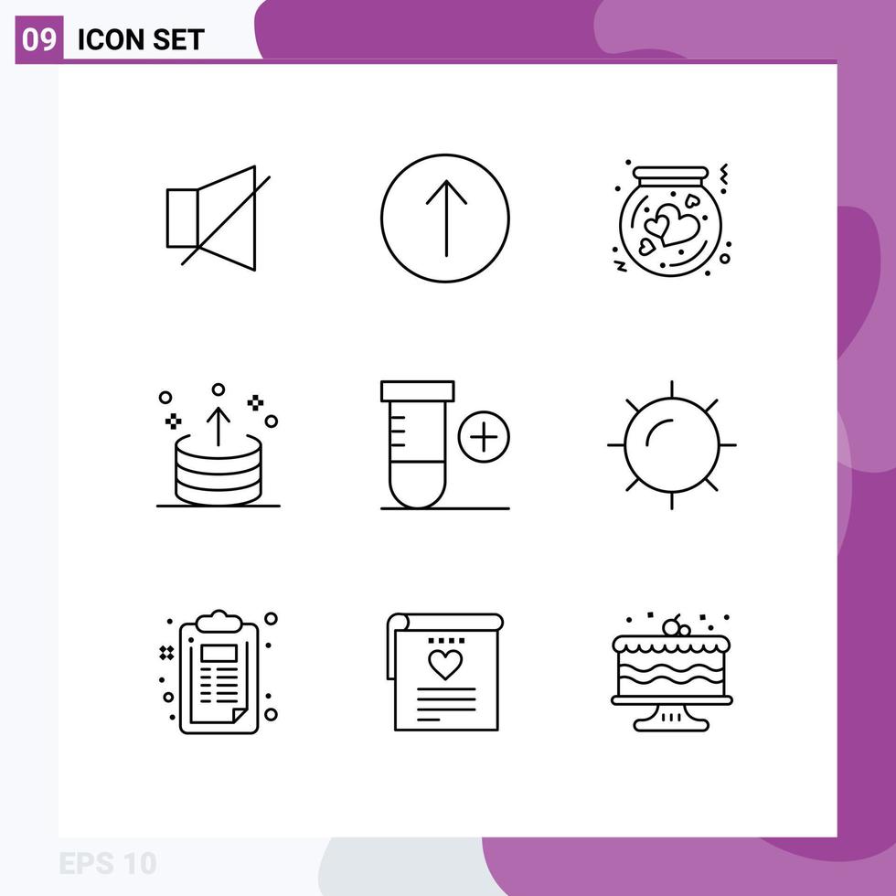Group of 9 Outlines Signs and Symbols for up export flask direction box Editable Vector Design Elements