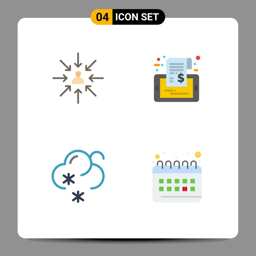 Pack of 4 Modern Flat Icons Signs and Symbols for Web Print Media such as candidate tag focus mobile snow Editable Vector Design Elements