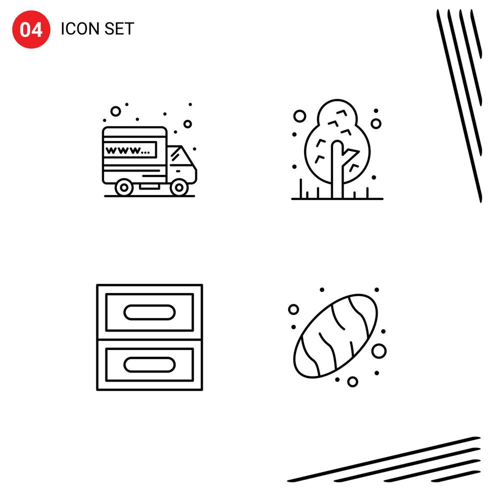 4 Universal Filledline Flat Colors Set for Web and Mobile Applications hosting cabinet domain jungle baking Editable Vector Design Elements