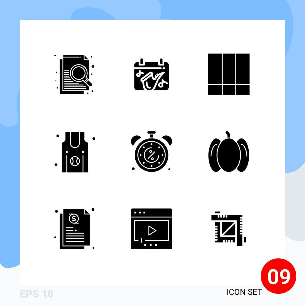 9 User Interface Solid Glyph Pack of modern Signs and Symbols of cyber discount grid layout team jersey Editable Vector Design Elements