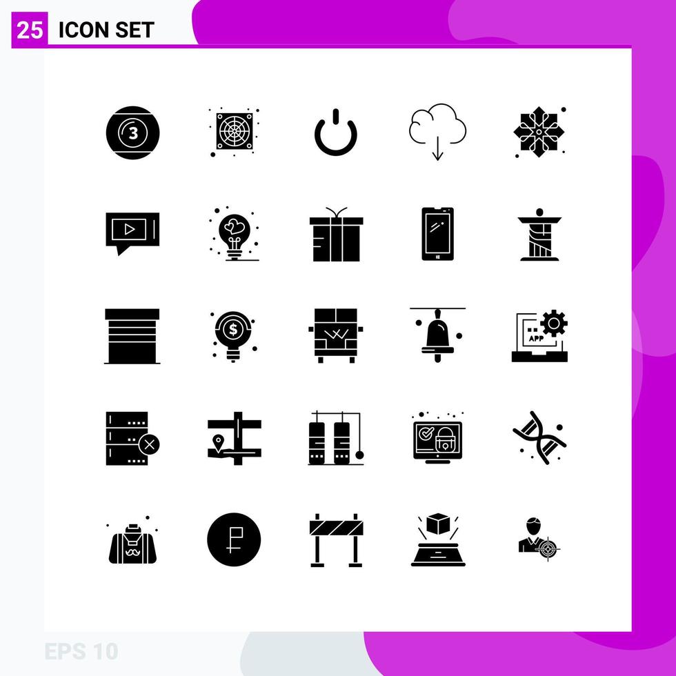 Pictogram Set of 25 Simple Solid Glyphs of design ribbon button download cloud Editable Vector Design Elements