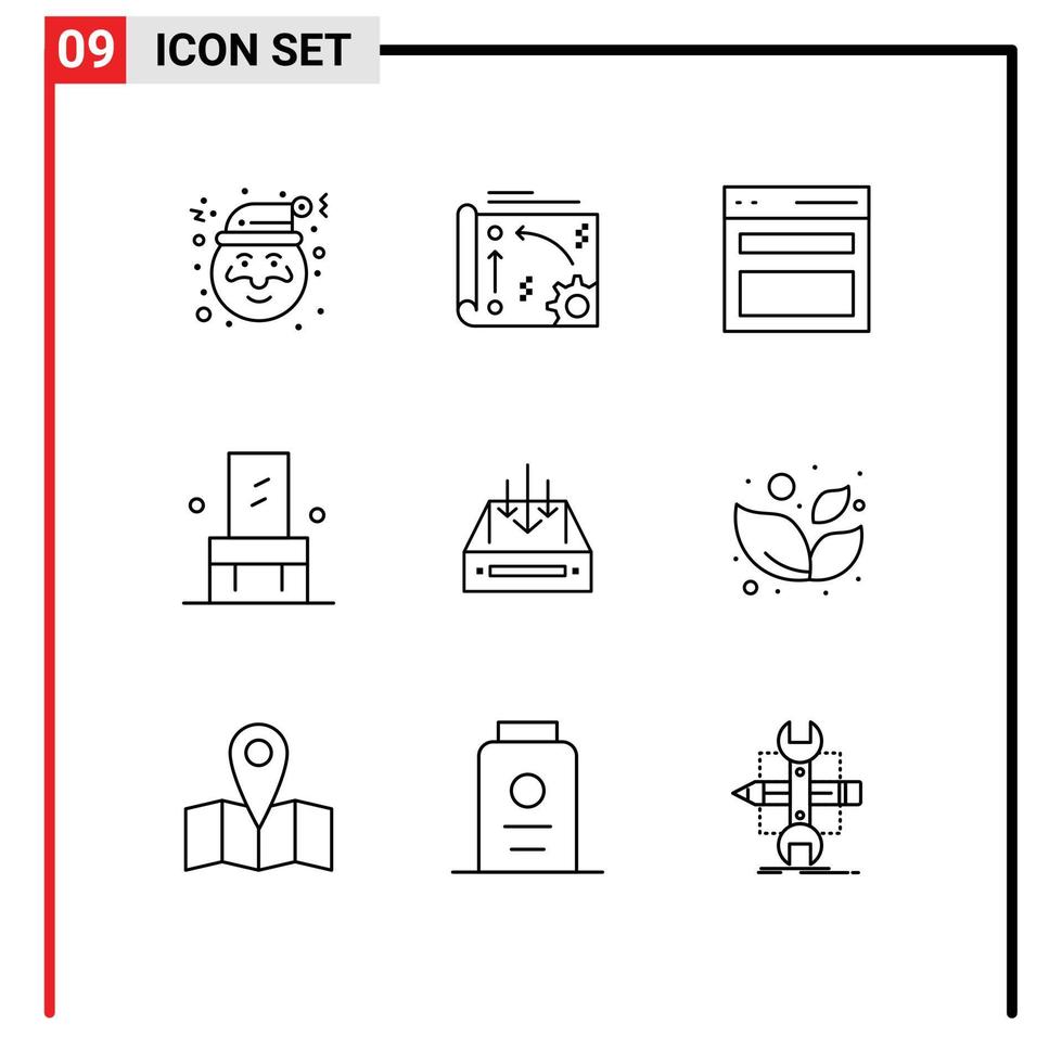 User Interface Pack of 9 Basic Outlines of mail seat communication interior chair Editable Vector Design Elements