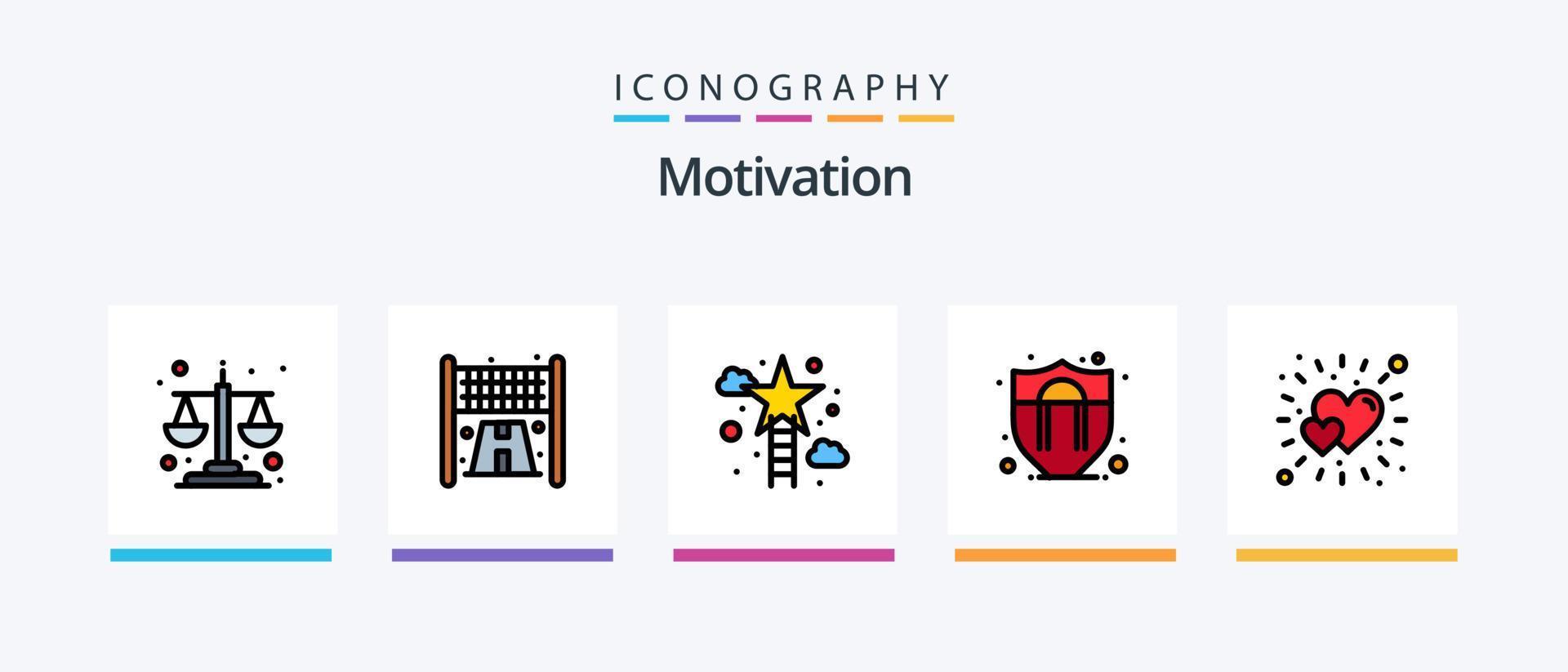 Motivation Line Filled 5 Icon Pack Including . goal. office. arrow. time. Creative Icons Design vector