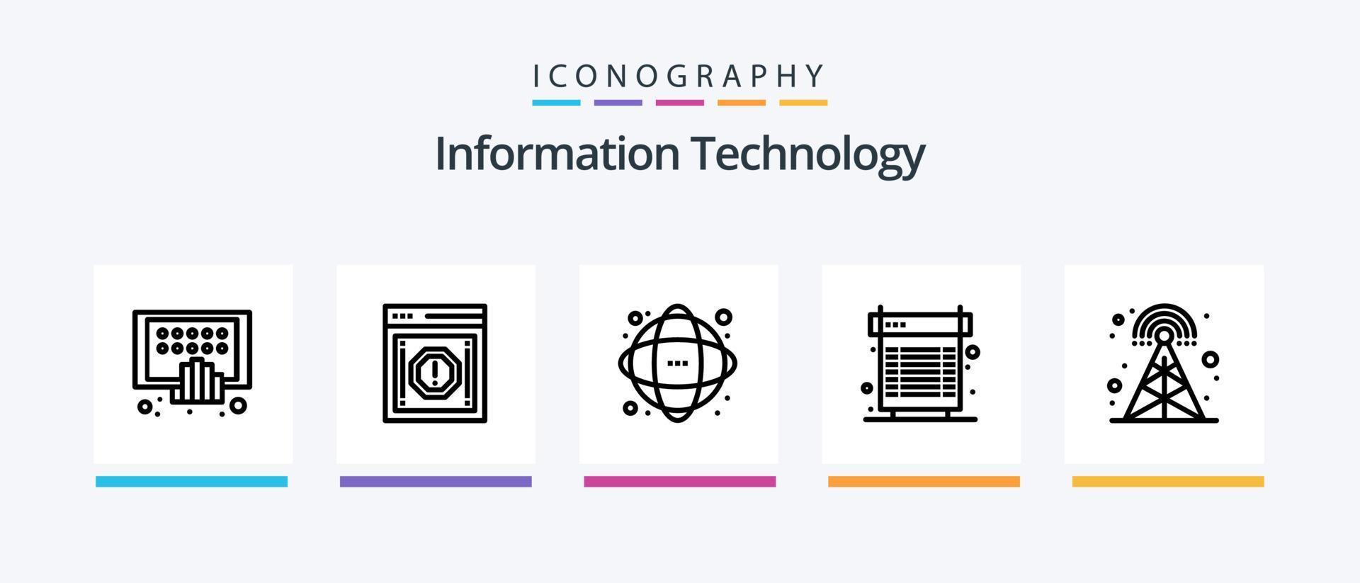 Information Technology Line 5 Icon Pack Including infrastructure. cloud. file. pin code. mobile. Creative Icons Design vector