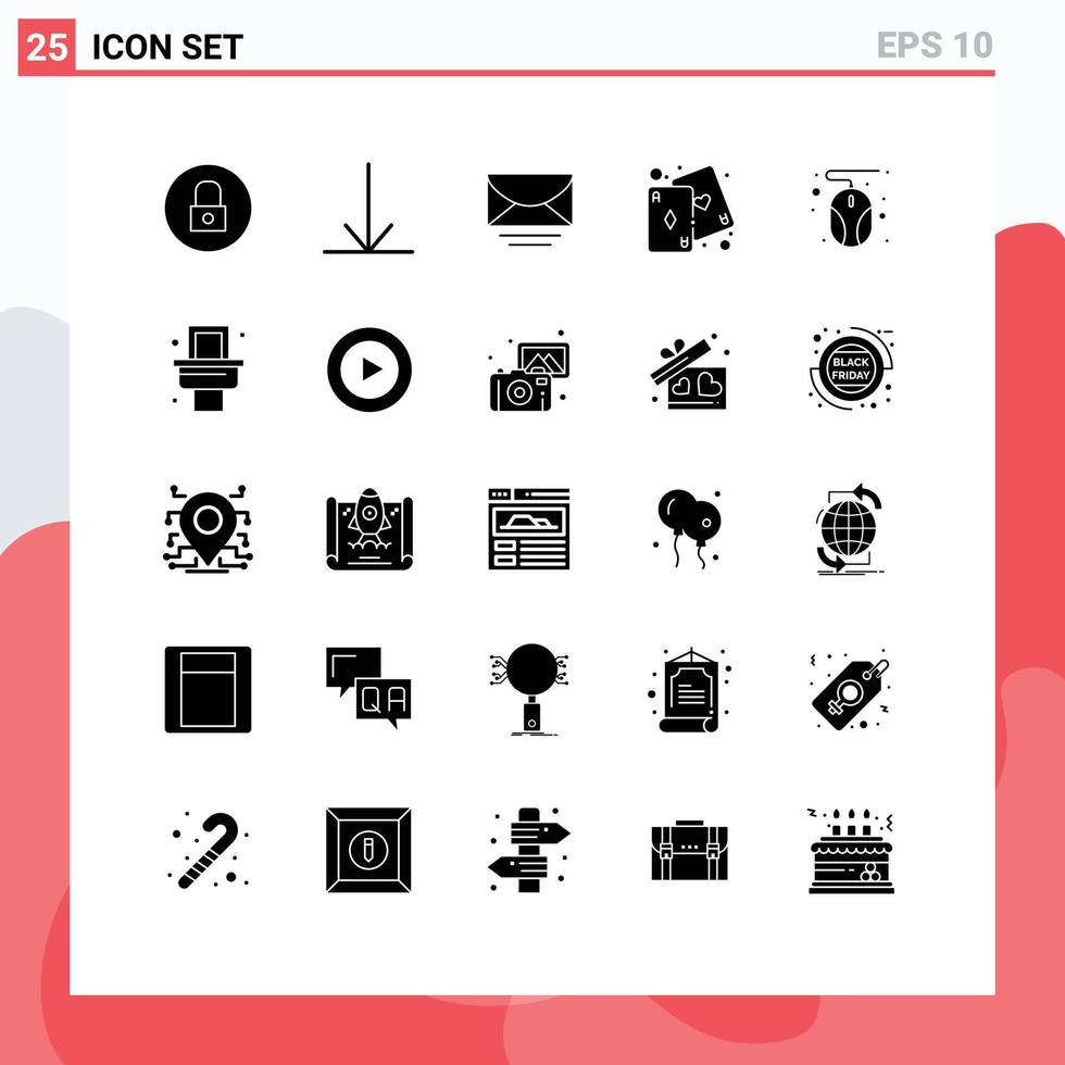 Modern Set of 25 Solid Glyphs and symbols such as toilet hardware message computer game Editable Vector Design Elements