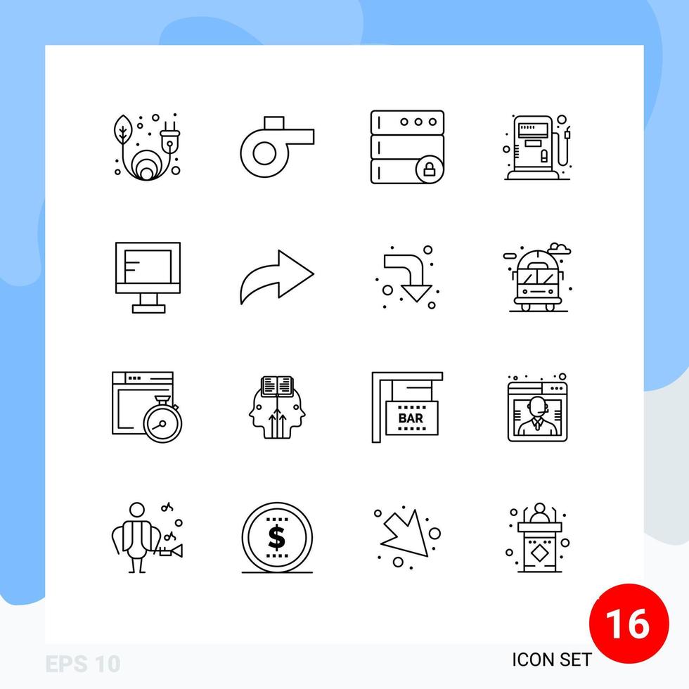 Modern Set of 16 Outlines and symbols such as arrows arrow fuel school online Editable Vector Design Elements