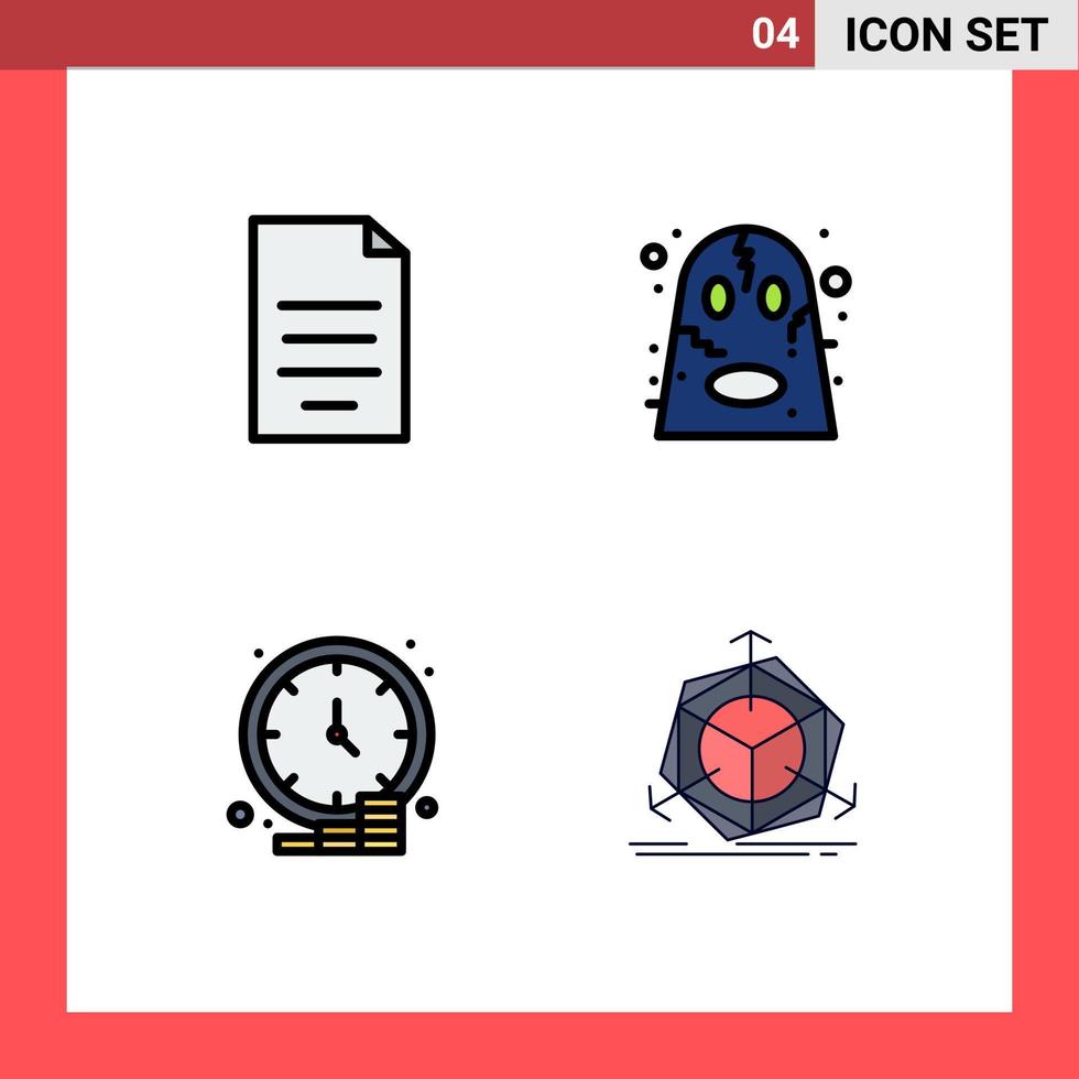 4 Creative Icons Modern Signs and Symbols of document business finance ghost dollar Editable Vector Design Elements