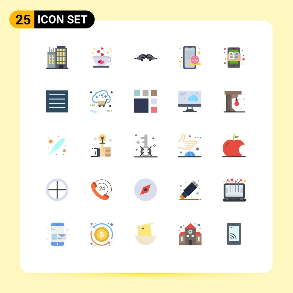 Universal Icon Symbols Group of 25 Modern Flat Colors of education promotion moustache online men Editable Vector Design Elements