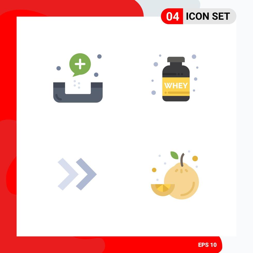 Pictogram Set of 4 Simple Flat Icons of call arrow fitness protein right Editable Vector Design Elements