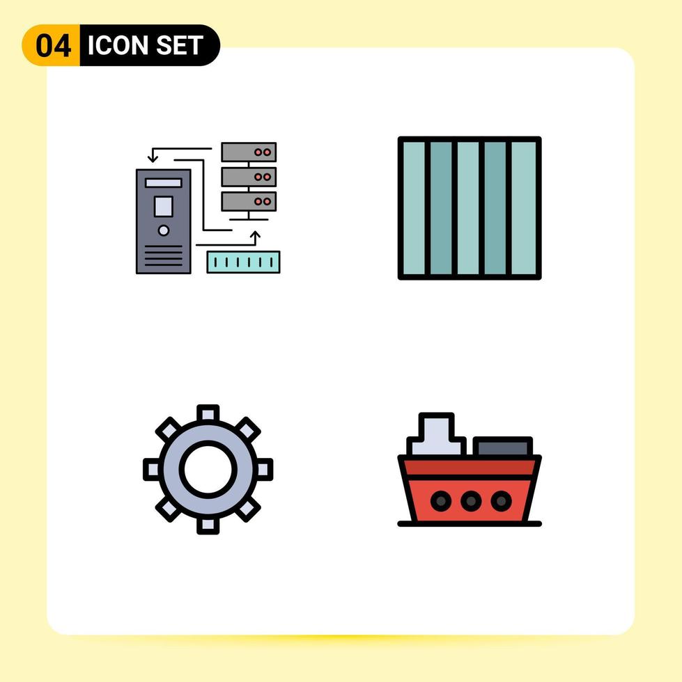 Pack of 4 Modern Filledline Flat Colors Signs and Symbols for Web Print Media such as combination setting electronic layout marine Editable Vector Design Elements