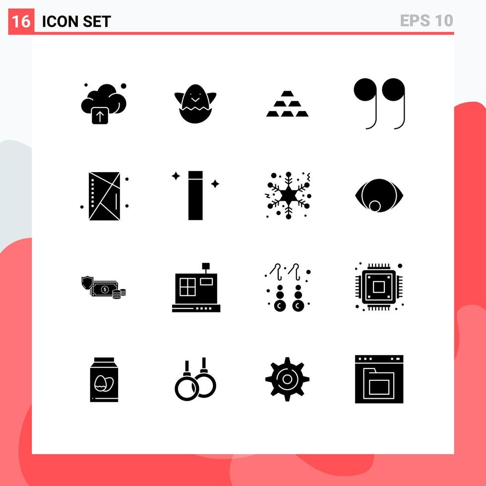 Solid Glyph Pack of 16 Universal Symbols of games console deposit quotes wealth Editable Vector Design Elements