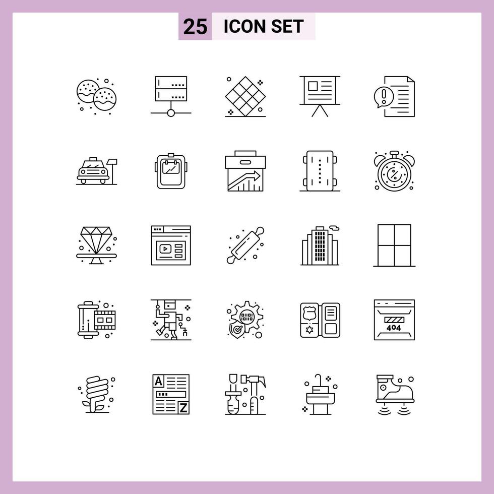 Editable Vector Line Pack of 25 Simple Lines of graph business server recreation game Editable Vector Design Elements
