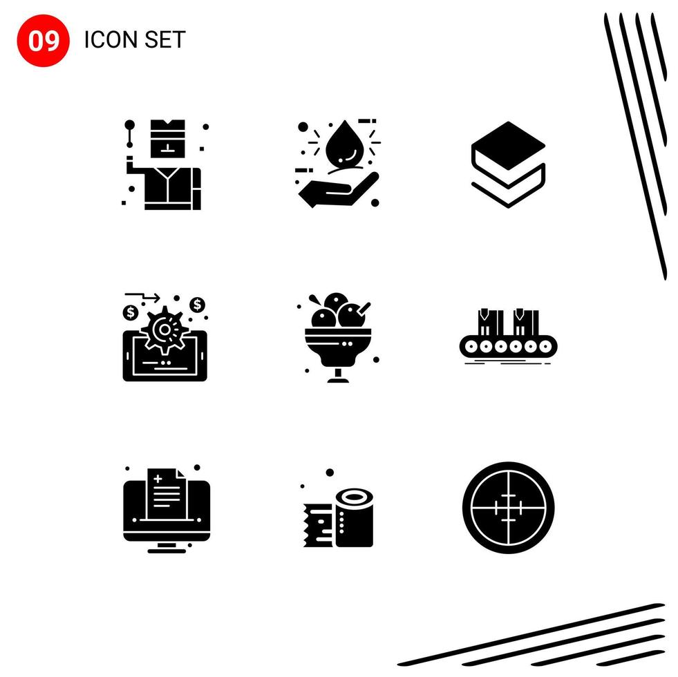 Modern Set of 9 Solid Glyphs and symbols such as food cafe stratis online evaluation analytics Editable Vector Design Elements