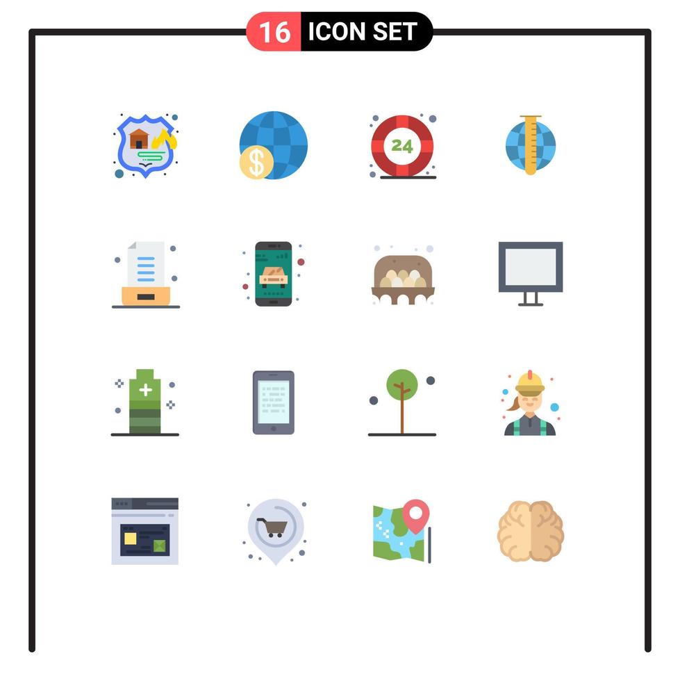Editable Vector Line Pack of 16 Simple Flat Colors of research data worldwide analysis help desk Editable Pack of Creative Vector Design Elements