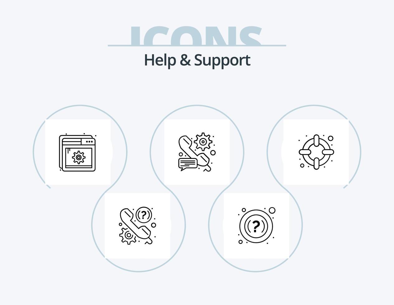 Help And Support Line Icon Pack 5 Icon Design. service. faq. content. update. monitor vector