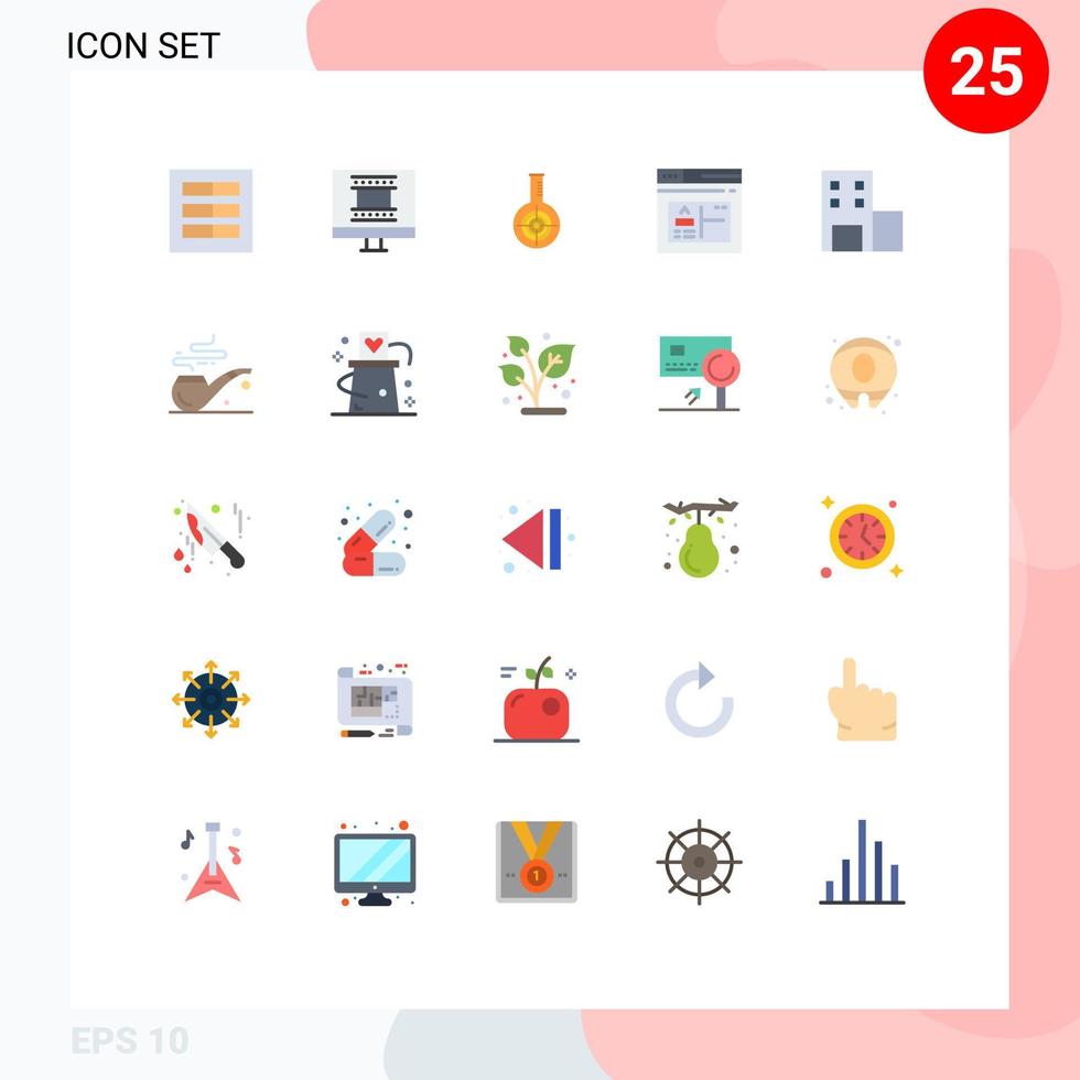 Set of 25 Modern UI Icons Symbols Signs for education page chemical browser target Editable Vector Design Elements