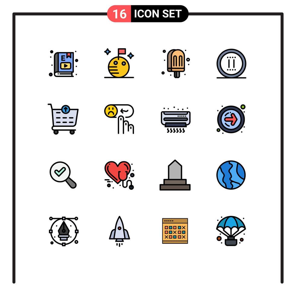 Set of 16 Modern UI Icons Symbols Signs for ecommerce pause drink online movie Editable Creative Vector Design Elements