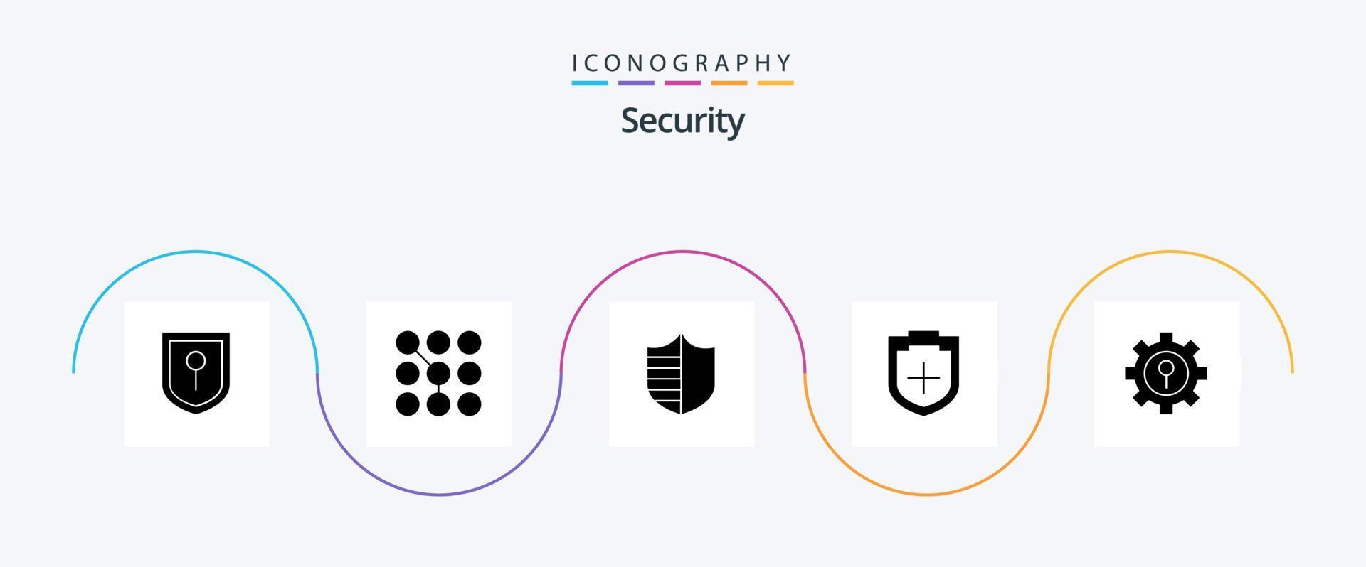 Security Glyph 5 Icon Pack Including protection. keyhole. safety. shield. plus vector