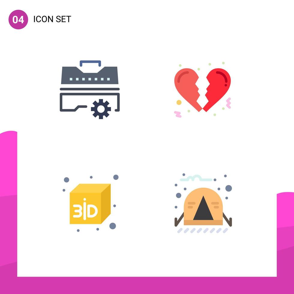 conjunto de 4 iconos de interfaz de usuario modernos símbolos signos para herramientas de campamento de construcción amor viajes elementos de diseño vectorial editables vector