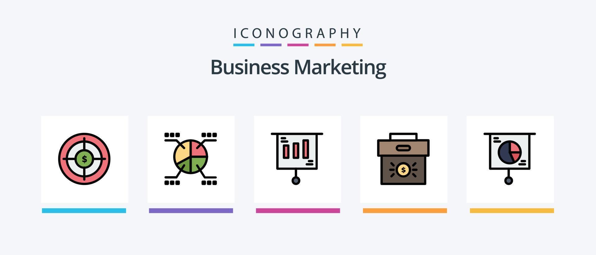 Business Marketing Line Filled 5 Icon Pack Including finance. business. yen. presentation. graph. Creative Icons Design vector