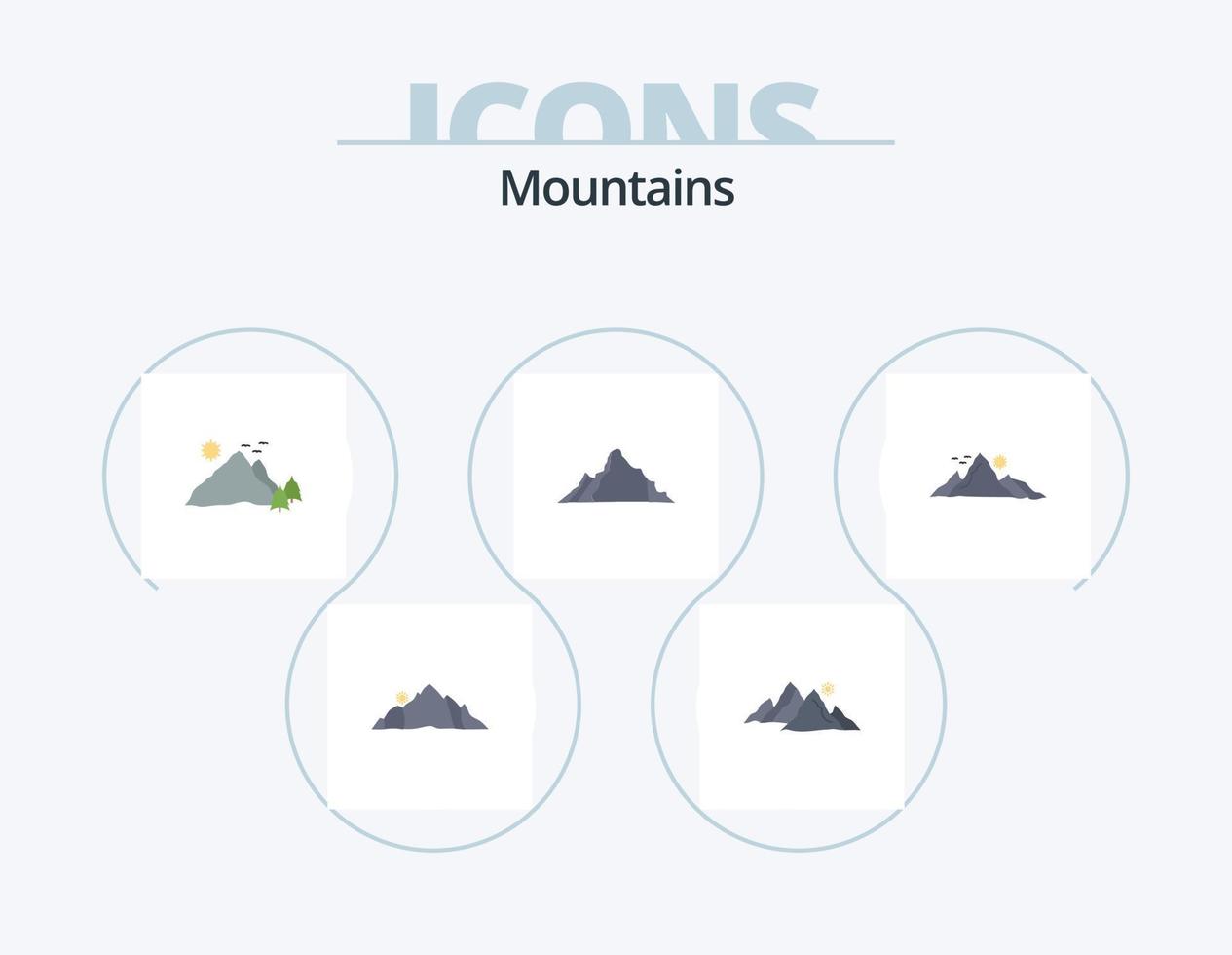 Mountains Flat Icon Pack 5 Icon Design. . . mountain. sun. hill vector